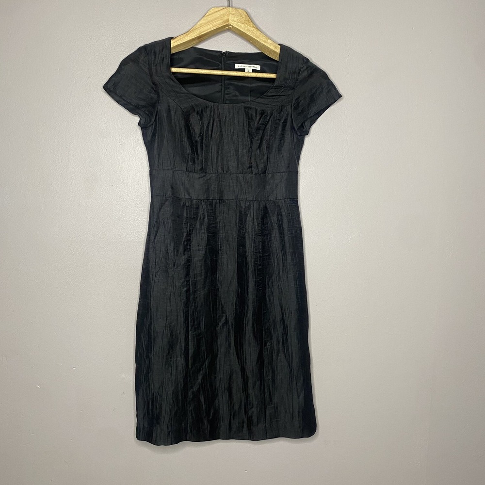 Banana Republic Womens Sheath Dress Black Linen Blend Scoop Neck‎ Size 2